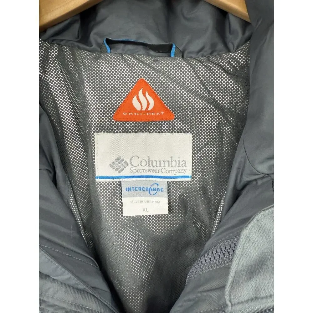Columbia Men's XL Nordic Point II Interchange 3-in-1 Jacket Omni Heat Gray Blue‎